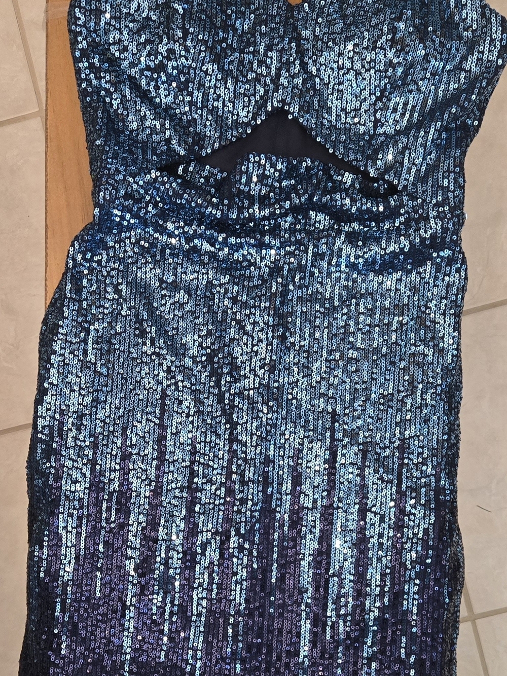 Sequin Ombre Mini Dress in aqua and navy blues. 11/12. Like New condition